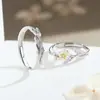 Anillos Originales de Pareja Camelia Plata de Ley 925 Estilo Bosque Fresco Ins Anillo de Flor de Nácar Regalo de San Valentín