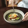 Cerámica de Horno Cambiante Vintage Bol Grande Característico Bol Plano Vajilla Doméstica Bol Bol para Verduras Restaurante Creativo Bol Salah Bol Pagatti Plato