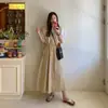 Tamanhos Atualizados Vestido Colete Versátil Chic Retro Coreano Com Cordão na Cintura Saia Média