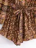 Macacão Feminino de Outono 2025 Estilo Europeu e Americano Novo Viscose Marca d'Água Posicionamento Estampado com Cinto 8738