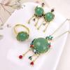 Pendientes colgantes de jade Dongling con incrustaciones de jade dorado natural de Xinjiang, joyería de esmalte antiguo, regalo al por mayor
