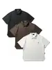 Camisa Polo Retro de Manga Curta com Lapela de Bolso Estilo Japonês Nanxia para Homens, Top Versátil Casual Fresco e Solto para Casais