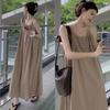 (com Calças de Bolso com Aba) Vestido Sling Florestal para Pausa de Chá de Verão Fada Platycodon Férias à Beira-Mar Praia Casual Vestido Longo