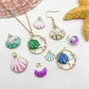 20 Tipos de Pingentes de Concha de Vieiras com Gotejamento de Óleo, Acessórios com Decoração de Pérolas Artificiais, Pingentes para Pulseira, Colar, Chaveiro DIY