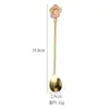Cuchara de Acero Inoxidable Vajilla Estilo Japonés Cuchara de Postre Flor de Cerezo Moderna Exquisita Cuchara de Café para el Hogar Mango Largo Cuchara para Remover