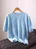 Novo Estilo Outono Inverno Top Base de Malha Mistura Lã de Cordeiro Cashmere para Mulheres Slim Fit Processo Escovado Manga Média Top Jardim