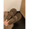 Zapatos de Pelo Rizado de Oveja Color Blanco Plano para Mujer para Usar Afuera 2025 Nuevos Versátiles Otoño e Invierno Zapatos con Velcro Gorro