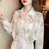 Camisa de gasa floral fresca y dulce, ropa de protección solar, cárdigan fino de manga larga de verano para mujer, chaqueta corta