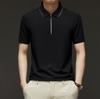 Camisa Polo para Hombre de Manga Corta de Verano Delgada con Cremallera Media Larga Camiseta de Manga Corta para Hombres de Mediana Edad y Jóvenes Camiseta de Manga Corta de Color Sólido para Hombre