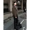 Moda de Invierno Cálido Moderno Elegante Diseño Chaqueta para Hombre con Cuello de Piel con Parche Único Negocios Corte Holgado Abrigo con Cuello Alto