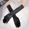 Bolsa de Luvas Multicolorida de Cetim Elástico Preto Luvas de Jantar com Dedos Luvas Longas para Festa de Casamento e Vestido de Noiva