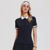 Camisa Polo Esportiva Casual Feminina de Manga Curta, Estilo Novo, Respirável, com Gola Lapela, para Golfe, Treinamento ao Ar Livre, Tênis