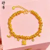 Pulsera de Mariposa Dorada Perla Hielo Triturado, Pulsera de Calabaza Corazón Perla de la Suerte, Trébol de Cuatro Hojas Oro Arena, Venta Directa del Fabricante