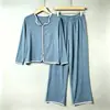 Nuevo Conjunto de Pijama de Modal para Mujer de Manga Larga y Pantalón Largo de Verano, Delgado, Holgado, Casual, Talla Grande, Ropa para el Hogar con Aire Acondicionado