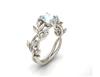 Deseo una venta caliente nuevo anillo de compromiso de hoja de olivo de princesa europea y americana anillo de diamante de circón azul joyería al por mayor