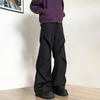 Pantalones Plisados de Estilo Americano, Ajustados y Limpios para Hombre, Pantalones de Pierna Recta, Caída Amplia para Otoño e Invierno, Pantalones de Alta Gama, Ligeramente Acampanados, de Largo Completo