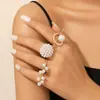 Joyería Transfronteriza Europea y Americana Popular Personalizada Flor de Metal Anillo Abierto Irregular Set de Anillos Accesorios para Mujer Joyería para Manos