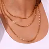 Europeu e Americano Simples Personalizado Liso Corrente Corrente de Cintura Conjunto Joias Aço Inoxidável Banhado a Ouro 18K Corrente de Caixa Longa Colar Pulseira para Mulheres