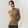 Suéter de Cashmere Sem Costura Peça Única Gola Meia-Alta para Mulheres, Corte Justo, Valoriza a Silhueta, Tricô, Outono/Inverno, Base Canelada