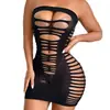 Amazon Transfronterizo Europa y América Body Bandeau Erótico Lencería Sexy de Malla Chica Atrevida Ajustado Hueco Malla Transparente Falda que se Ajusta a la Cadera