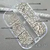 Decoraciones para Uñas con Pedrería Premium Apilada de 6 Rejillas y 33 Cortes, Pedrería Redonda Pequeña de Punta Swarovski, Pedrería con Relleno Blanco