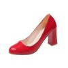 Novos Sapatos de Trabalho de Cano Baixo de Comércio Exterior para o Verão de 2025, Tamanho Grande, Salto Alto Grosso, Slip-On, Bico Fino, Salto Grosso, Bico Redondo Sapatos Femininos