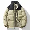Jaqueta acolchoada de algodão, mesmo estilo para homens e mulheres, novidade de inverno, jaqueta acolchoada de algodão de marca moderna color block, espessa e quente, jaqueta pão de casal, roupa de algodão