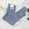 Jeans Cropped Feminino 2021 Novo Estilo Coreano Cintura Alta Skinny Calça Stretch Versátil Lápis Barra Apertada Inverno