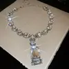 Collar con Colgante de Zirconia en Forma de Gota de Agua Estilo Palacio Francés, Cadena para Clavícula de Lujo Ligero y Gama Alta, Collar de Nicho con Diseño Exquisito