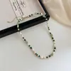 Collar de Perlas Naturales Piedra de Pavo Real Cadena para Clavícula con Cuentas Verdes Accesorios para Mujer Lujo Ligero Nicho Nuevo Estilo Collar de Moda