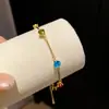 ¡Brillantez Colorida! Pulsera de Cadena Fina con Circonita de Colores, Estilo Coreano Ins Lujo Ligero Pulsera de Gama Alta, Accesorio de Mano Versátil Venta al por Mayor