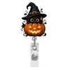Nuevo popular Halloween gato negro fantasma médico festivo acrílico giratorio retráctil portajoyas de identificación