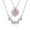 Colar S925 feminino de prata esterlina com diamantes e quatro folhas de flores, estilo Mori, com design de duas peças, corrente de clavícula