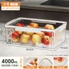 Caixa de Conservação Fresca de Grande Capacidade Caixa de Armazenamento de Grau Alimentício Específica para Geladeira Organizador de Frutas Kimchi Caixa Transparente Selada para Congelador