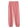 Pantalones de Pijama de Gasa Teñida en Hilo de Algodón Puro para Mujer, Adecuados para Todas las Estaciones, Pantalones de Casa con Puño que Se Pueden Usar Afuera, Hechos 100% de Algodón, Disponibles en Varios Colores, Pantalones Largos de Corte Holgado