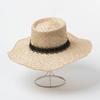 Sombrero de paja de sisal tejido con puntos ondulados y cinturón de encaje, estilo europeo y americano, para exteriores, protector solar, para playa, primavera y verano