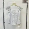 Camisa Dulce Floral de Mangas Abullonadas Ruoxin para Mujer, Estilo Francés de Verano con Adorno de Encaje, Plisada, Hombros Descubiertos, Blusa Babydoll