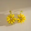 Pendientes de Flor de Vidrio Transfronterizos Europeos y Americanos, Pendientes de Temperamento Sencillos y Dulces, Pendientes Versátiles de Gama Alta de Nicho para Mujer