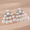 Pendientes de Borla de Perlas Sintéticas Incrustados con Pedrería Estilo Europeo y Americano, Pendientes Vintage de Lujo de Gama Alta, Accesorios para Orejas Estilo Palacio Retro para Mujeres