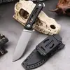 Cuchillo Recto de Exterior Más Vendido Transfronterizo, Cuchillo de Supervivencia de Alta Dureza, Cuchillo Táctico con Hoja Integrada y Nueva Función Giratoria y Clip para Cinturón
