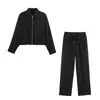 Comercio Exterior 2026 Otoño Nuevo Moda Europea y Americana Chaqueta Abrigo con Cuello Polo Traje de Pantalón Largo Casual para Mujer