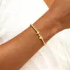 Pulsera Transfronteriza Nueva Simple de Corazón Cruzado con 26 Letras para Mujer, Pulsera de Cuentas de Cobre de 4 mm de Moda y Versátil