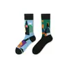 Calcetines de Moda Originales Asimétricos Estilo AB para Mujer Calcetines de Algodón de Verano Zhejiang Arte de Dibujos Animados Personalizado Calcetines de Algodón de Tubo Medio para Hombres y Mujeres