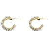 Pendientes de perlas estilo Hong Kong retro con aguja de plata S925, diseño moderno 2024, con forma de C, ligeros, de lujo, con diamantes, estilo moderno 3035