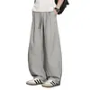 Pantalones Casuales Rectos de Dobladillo Curvo Rayados Estilo Old Money para Hombre, Pantalones Anchos Relajados de Seda de Hielo con Caída, Largos hasta el Suelo para Hombre