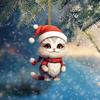 Decoração de Natal nova da Amazon transfronteiriça Série Gato de Natal pingente plano acrílico para carro de árvore de Natal
