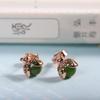 Plata S925 Plata Incrustada Jaspe Hetian Mariquita Siete Estrellas Aretes Moda Simple Aretes para Mujer