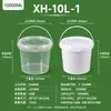 Cubos redondos de plástico transparente grueso de grado alimenticio con tapas, disponibles para venta al por mayor, cubos de plástico pequeños de la fábrica de origen, personalizables
