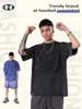 Camiseta Masculina de Manga Curta Camiseta Masculina de Manga Curta Meia-manga Solta Versão Grande oversize Marca de Moda Estilo Igual para Homens e Mulheres Selo de Aço
