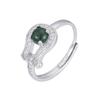 Anillo de Moda Estilo Europeo y Americano Transfronterizo Plata de Ley s925 Incrustado con Esmeralda Natural Anillo de Esmeralda para Mujer Lujo Ligero Versátil